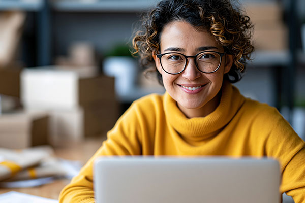 Business Owner in North America Using 3PL Fulfillment Services on Laptop