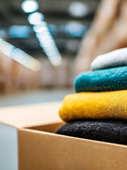 Stack of retail products for B2B distribution