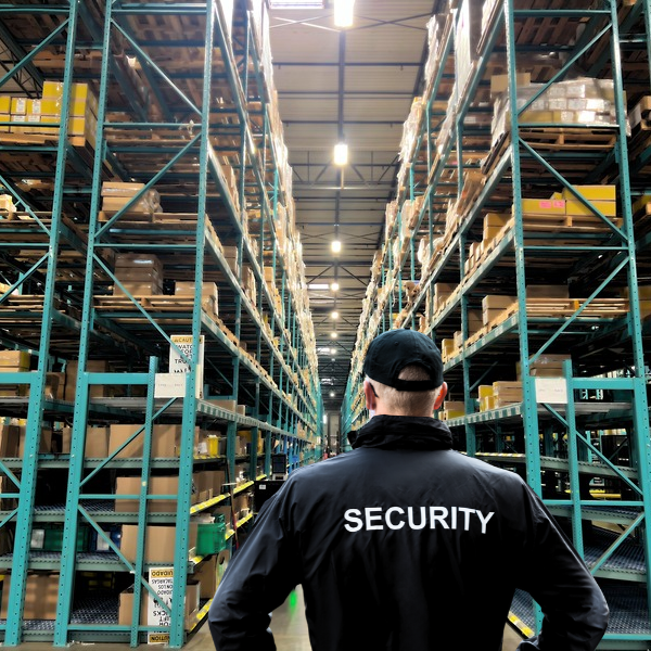 Security guard in warehouse